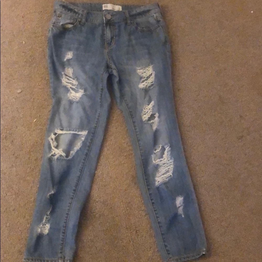 Ripped blue jeans